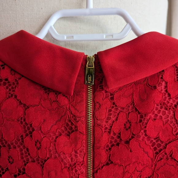 Ted Baker Ameera Scallop Hem Lace Dress - Red - Picture 4 of 5